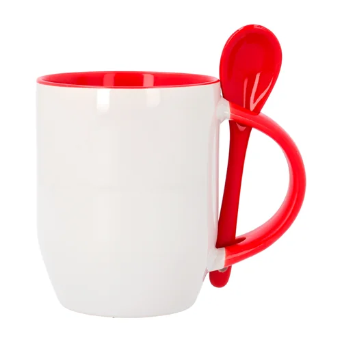 Taza asa cuchara roja personalizada con foto, nombre o mensaje en Zaragoza