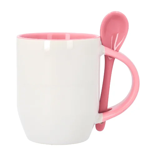 Taza asa cuchara rosa personalizada con foto, nombre o mensaje en Zaragoza