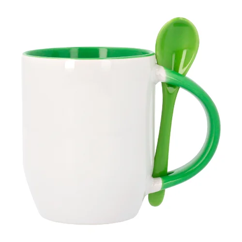 Taza asa cuchara verde personalizada con foto, nombre o mensaje en Zaragoza